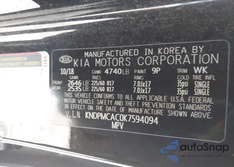 2019 Kia Sportage Lx z USA, uszkodzony, nr VIN KNDPMCAC0K7594094